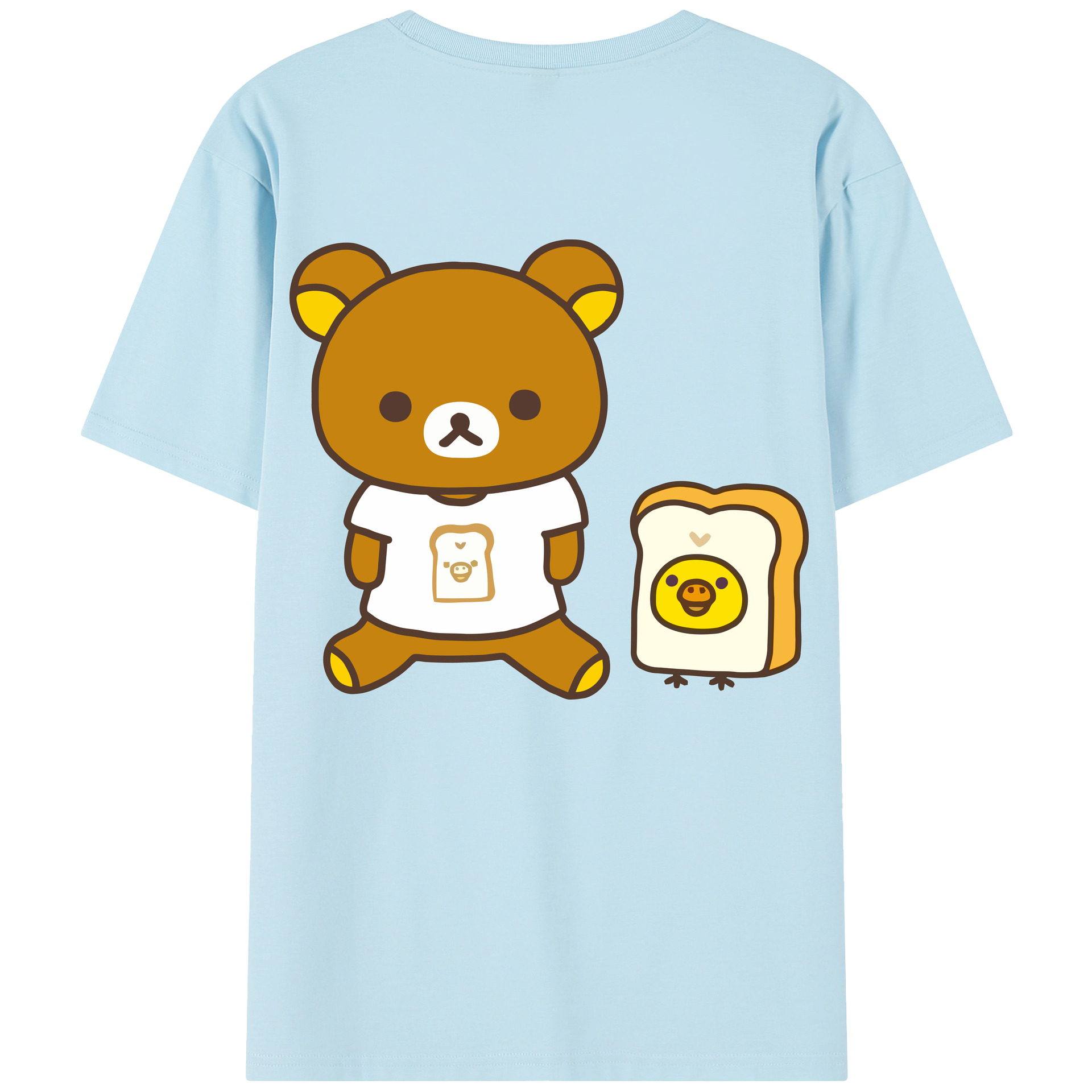 （画像用） リラックマ リラックマ キイロイトリ Rilakkuma Korilakkuma Kiiroitori 綿100％半袖Tシャツ（背面プリント）